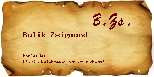 Bulik Zsigmond névjegykártya